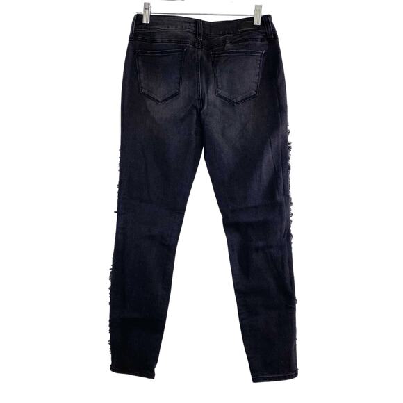 Elan Black Side Fray Fringe Mid-Rise Skinny Jeans Stretch - Medium 28 29 - Picture 8 of 14